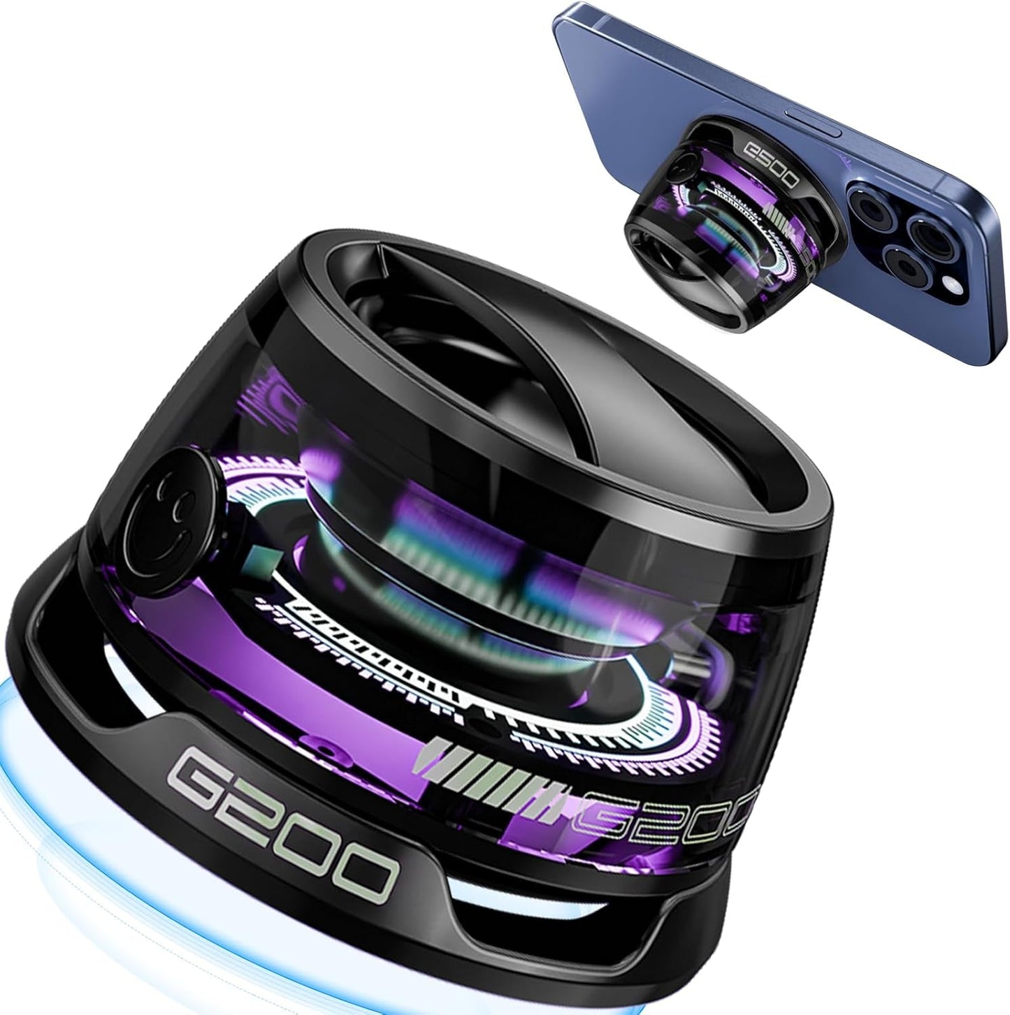 Magnetic Bluetooth Speaker with Multi-RGB Color Light and Phone Holder for Metal Surfaces - Compact Mini Speaker for Shower, Room, Bike, Car, and Outdoor Use - Ideal Gift for Teens (Black, 1 Pack)