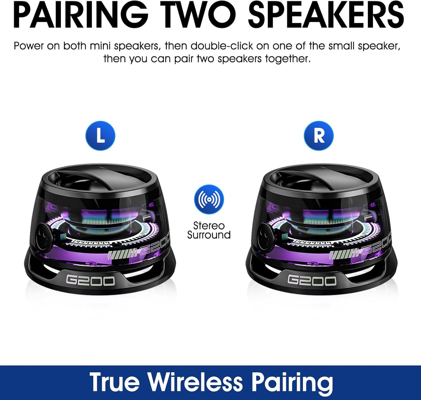 Magnetic Bluetooth Speaker with Multi-RGB Color Light and Phone Holder for Metal Surfaces - Compact Mini Speaker for Shower, Room, Bike, Car, and Outdoor Use - Ideal Gift for Teens (Black, 1 Pack)