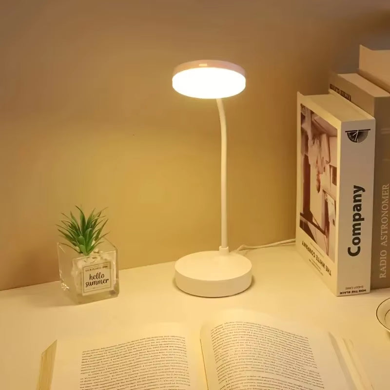1Pc 10 LED Desk Lamp with USB Charging Port, 3 Dimming Levels, Touch Control, White