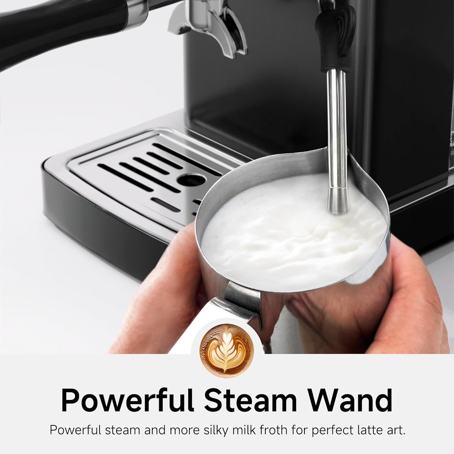H10A - Programmable Espresso Machine - 58Mm Portafilter in Stainless Steel - Temperature & Cup Volume Adjustable at Will - with Intelligent Display Screen & Pressure Gauge.(Black)