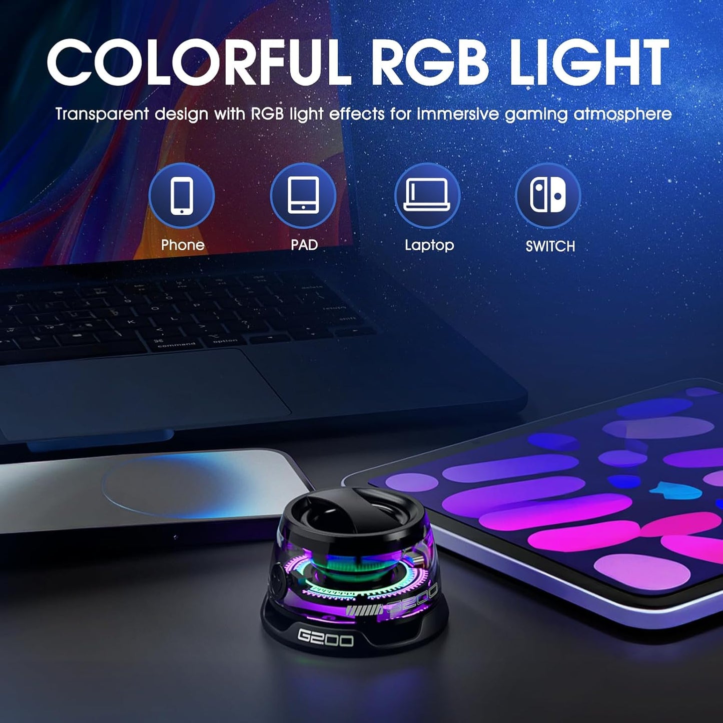 Magnetic Bluetooth Speaker with Multi-RGB Color Light and Phone Holder for Metal Surfaces - Compact Mini Speaker for Shower, Room, Bike, Car, and Outdoor Use - Ideal Gift for Teens (Black, 1 Pack)