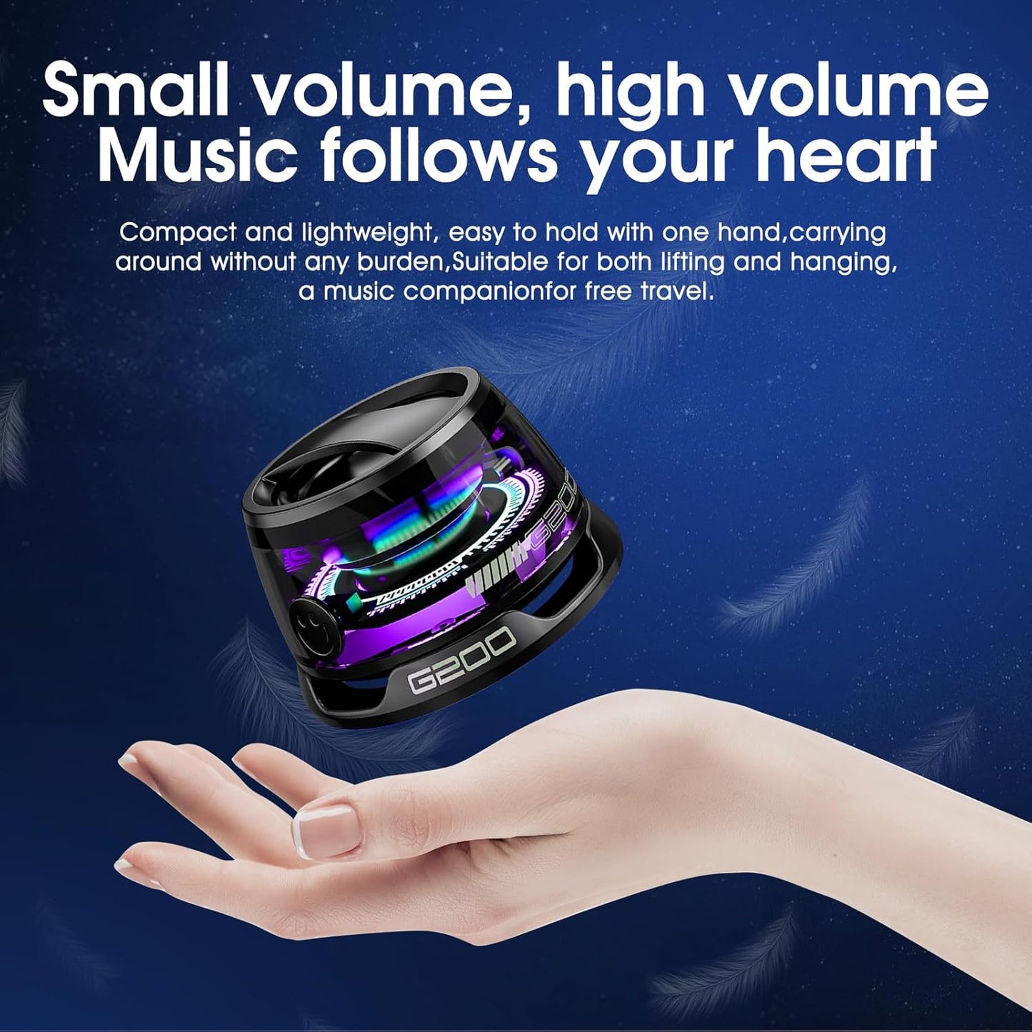 Magnetic Bluetooth Speaker with Multi-RGB Color Light and Phone Holder for Metal Surfaces - Compact Mini Speaker for Shower, Room, Bike, Car, and Outdoor Use - Ideal Gift for Teens (Black, 1 Pack)