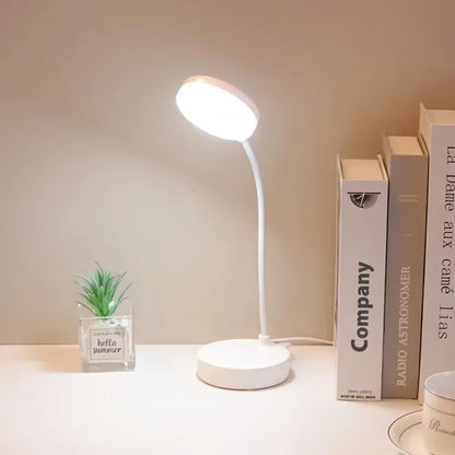 1Pc 10 LED Desk Lamp with USB Charging Port, 3 Dimming Levels, Touch Control, White